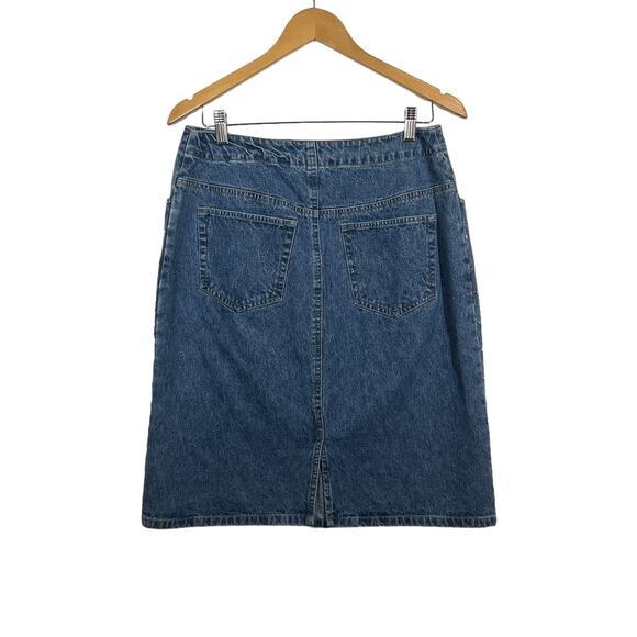 90s Vintage Faded Glory Denim Skirt Side Studs Retro Size 12 - Picture 2 of 7